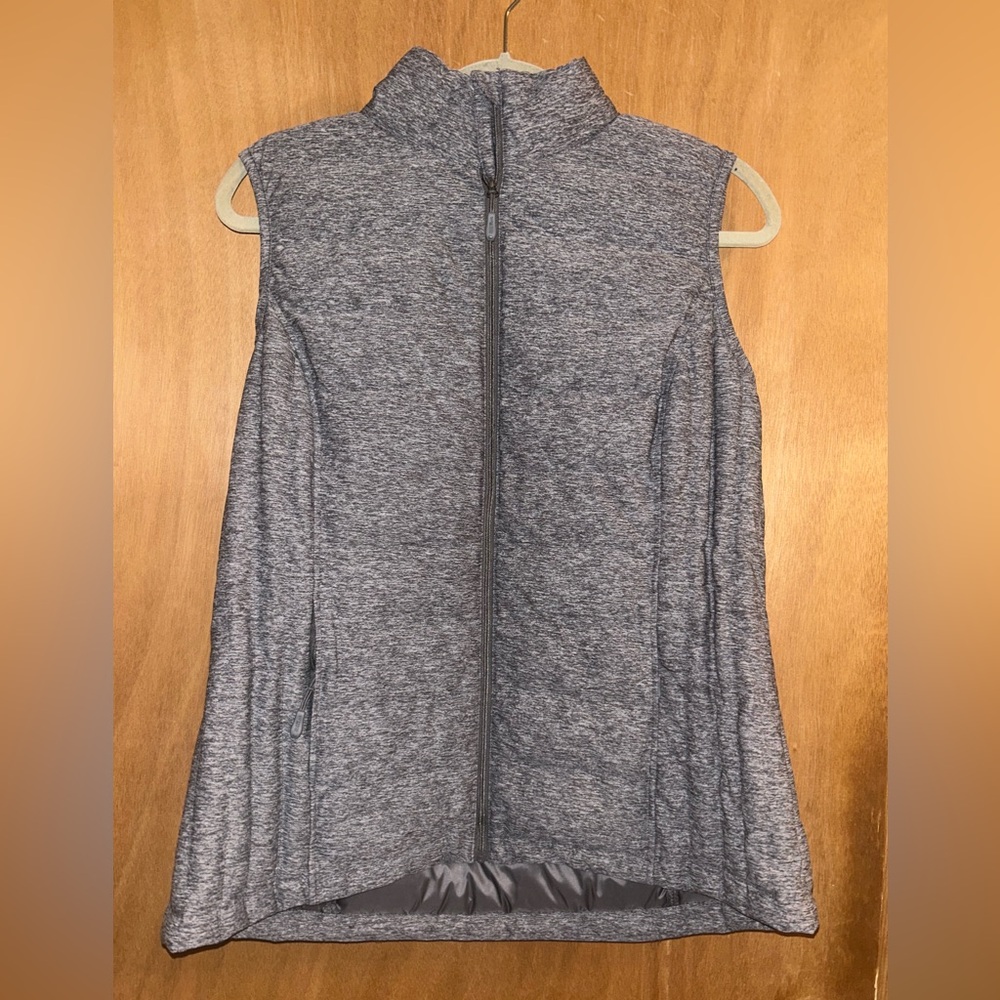 HeatKeep Packable Down Puffer Vest Full Zip Gray Herringbone Women’s Size Large